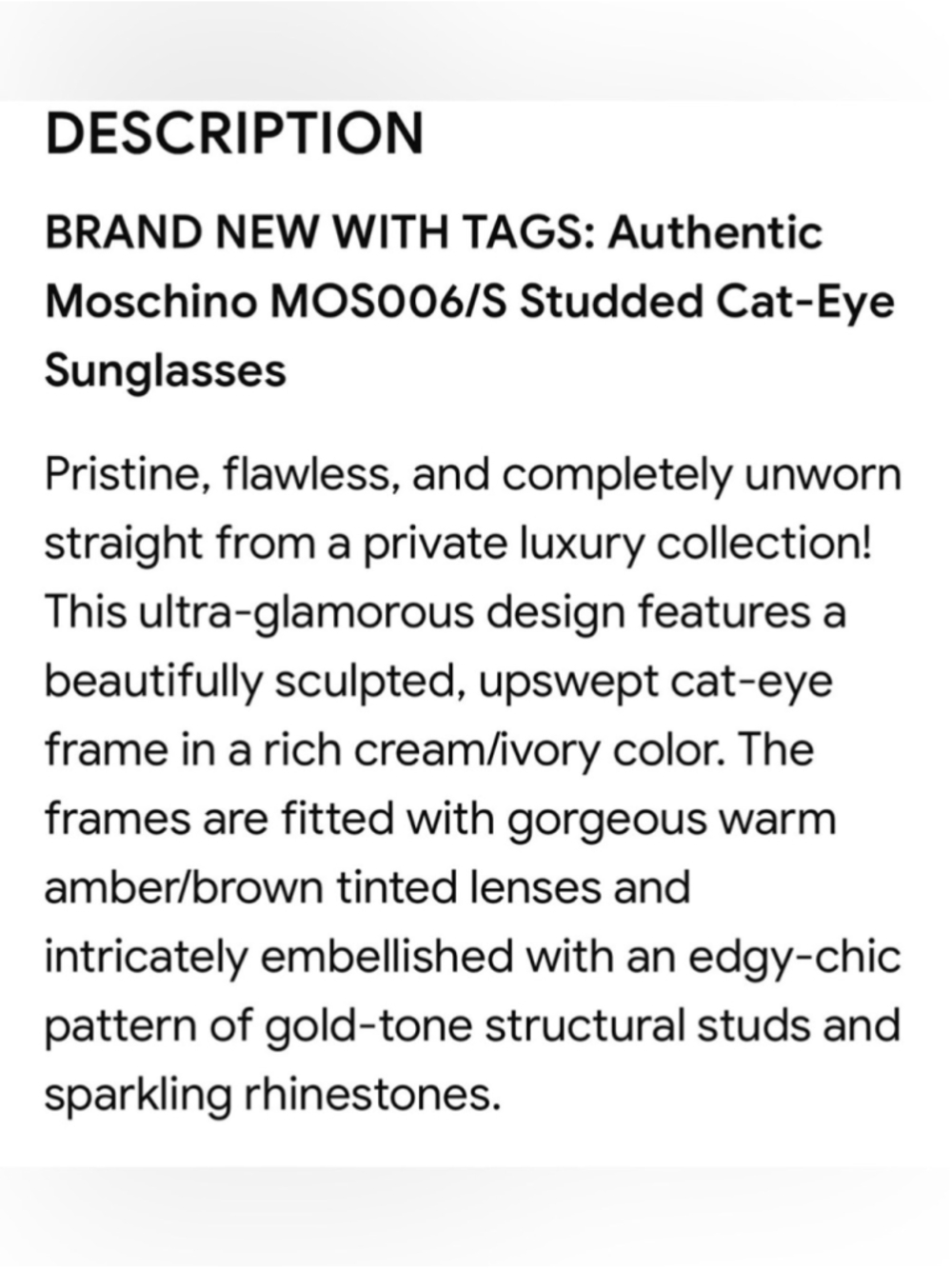 Moschino Crystal Embellished Cat Eye Sunglasses, Model MOS006/S/STR - Picture 9 of 11